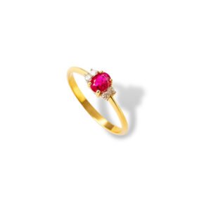 ANILLO DE RUBI Y DIAMANTES