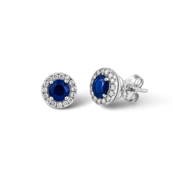 Aros de zafiro y halo de diamantes
