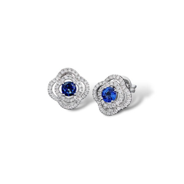 Aros de zafiro y diamantes doble halo