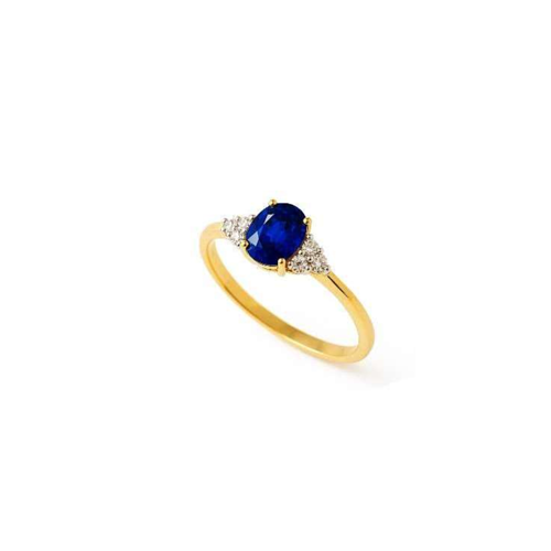 ANILLO ZAFIRO OVALADO Y DIAMANTES
